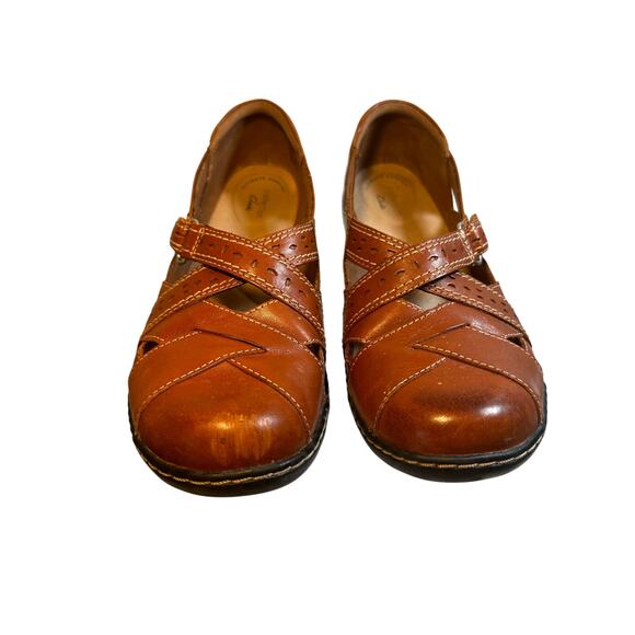 Clarks Ashland Spin Brown Leather Mary Jane Loafers Women’s Sz 9.5 M - Picture 2 of 8